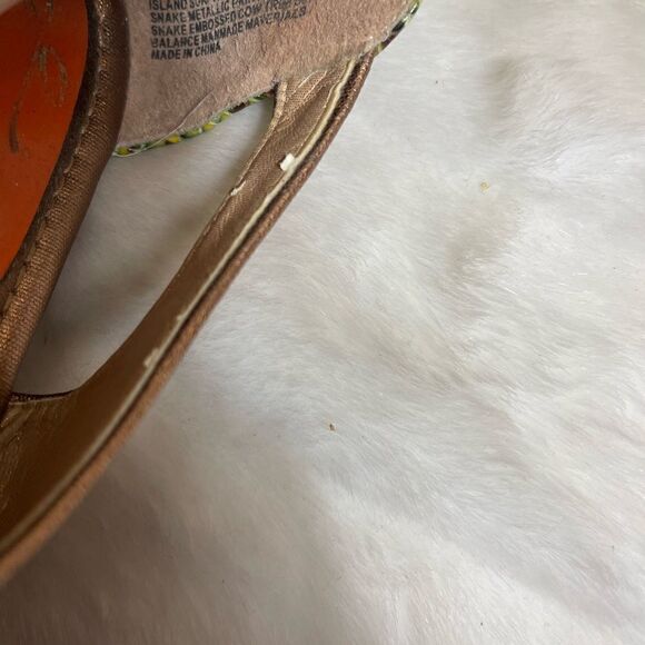Poetic license Island surprise sandals bronze&green snake skin printSZ8.5 - Picture 7 of 8